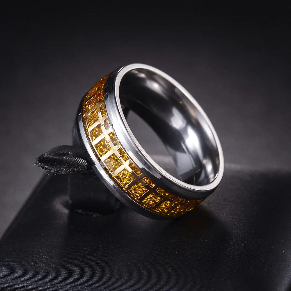 Anillo Religioso Brillante de Cruz de Jesús