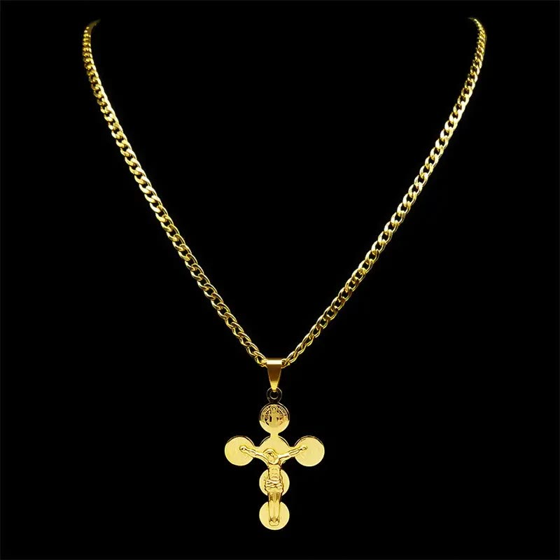 Collar con Dije de Cruz con Medalla de San Benito