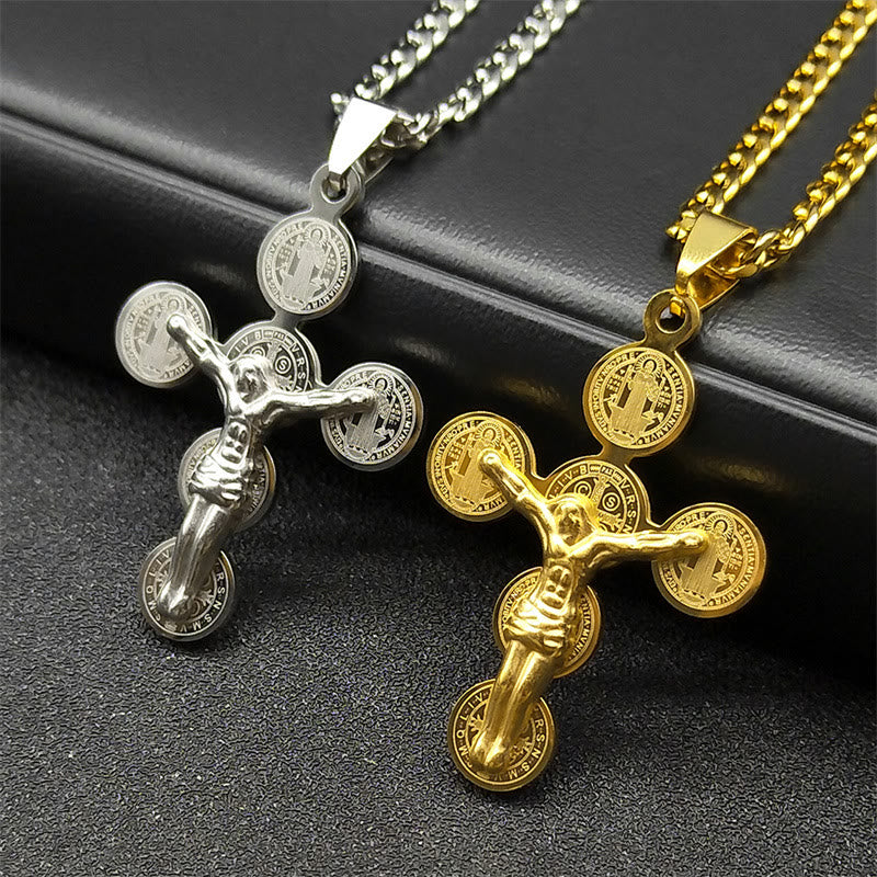 Collar con Dije de Cruz con Medalla de San Benito