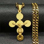 Collar con Dije de Cruz con Medalla de San Benito