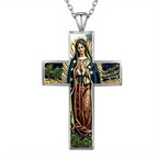 Collar con Dije de Cruz de la Virgen María: Joyería Religiosa
