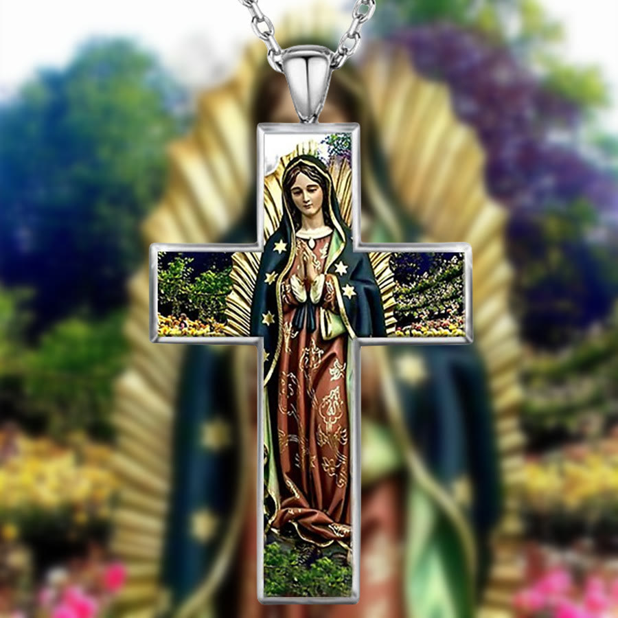 Collar con Dije de Cruz de la Virgen María: Joyería Religiosa