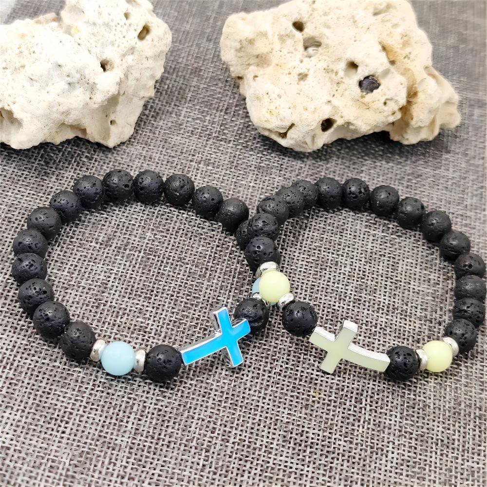 Pulsera de Cruz que Brilla en la Oscuridad