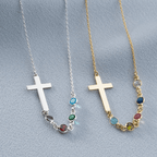 Collar de Cruz con Piedra del Mes Bíblica: Regalo de Joyería Religiosa