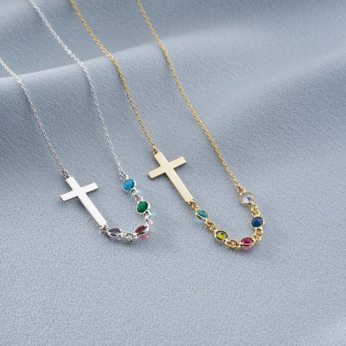 Collar de Cruz con Piedra del Mes Bíblica: Regalo de Joyería Religiosa