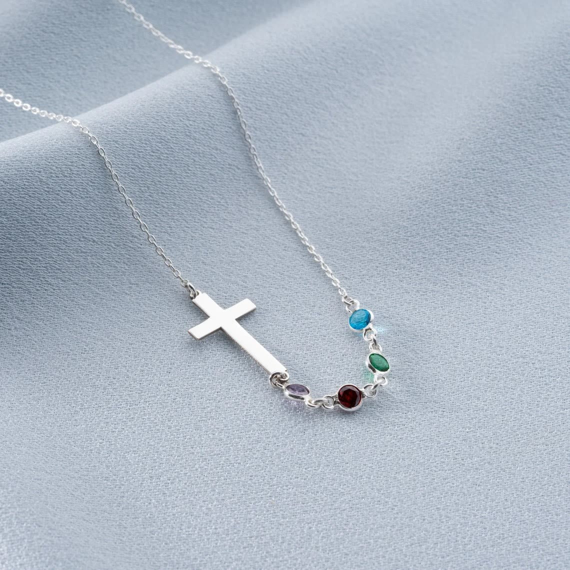 Collar de Cruz con Piedra del Mes Bíblica: Regalo de Joyería Religiosa