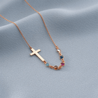 Collar de Cruz con Piedra del Mes Bíblica: Regalo de Joyería Religiosa