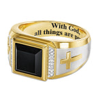 Anillo de Cruz Bañado en Dos Tonos - Para Dios Todo es Posible