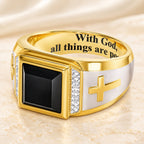 Faith Two Tone Plated Cross Ring-With God All Things Are Possible