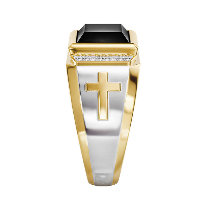 Anillo de Cruz Bañado en Dos Tonos - Para Dios Todo es Posible