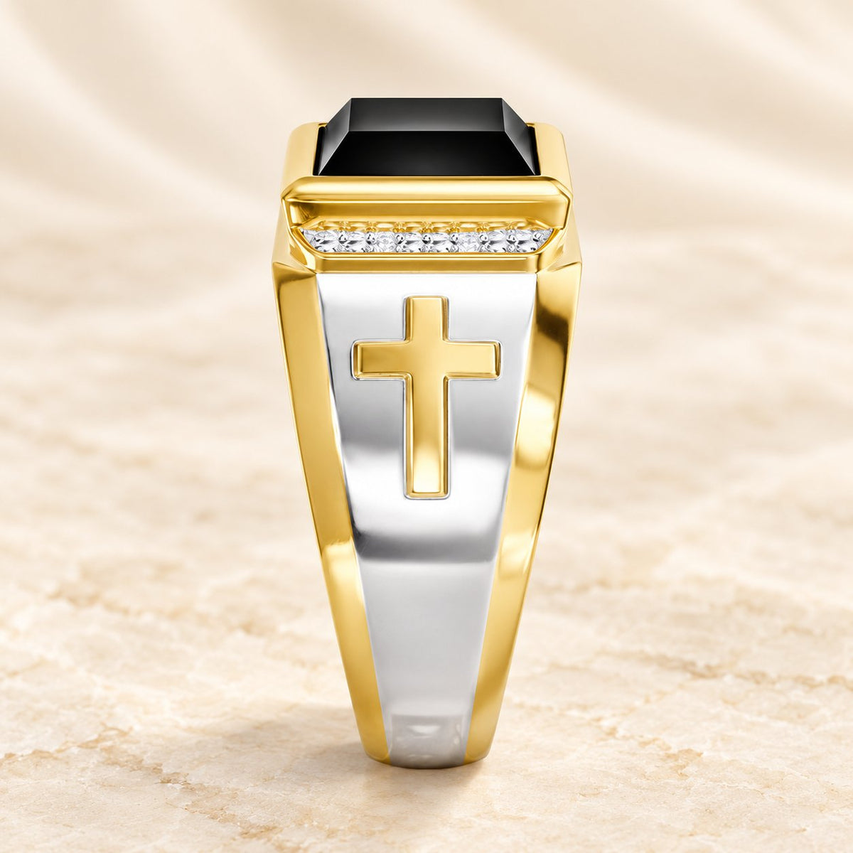 Faith Two Tone Plated Cross Ring-With God All Things Are Possible
