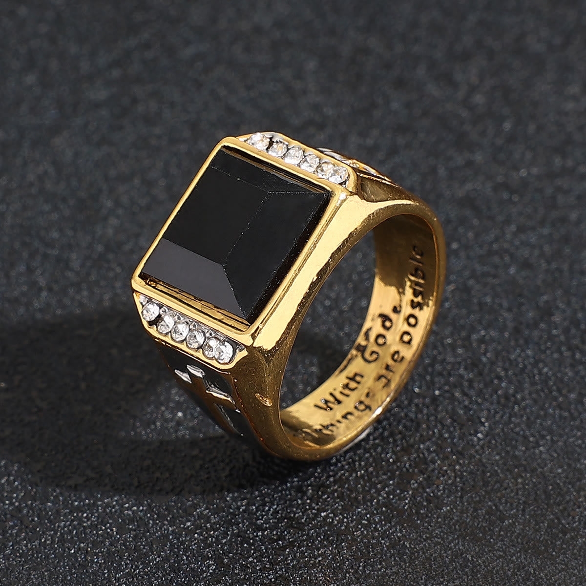 Anillo de Cruz Bañado en Dos Tonos - Para Dios Todo es Posible