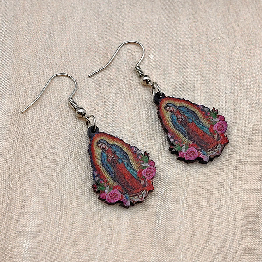 Aretes Coloridos de la Virgen de Guadalupe