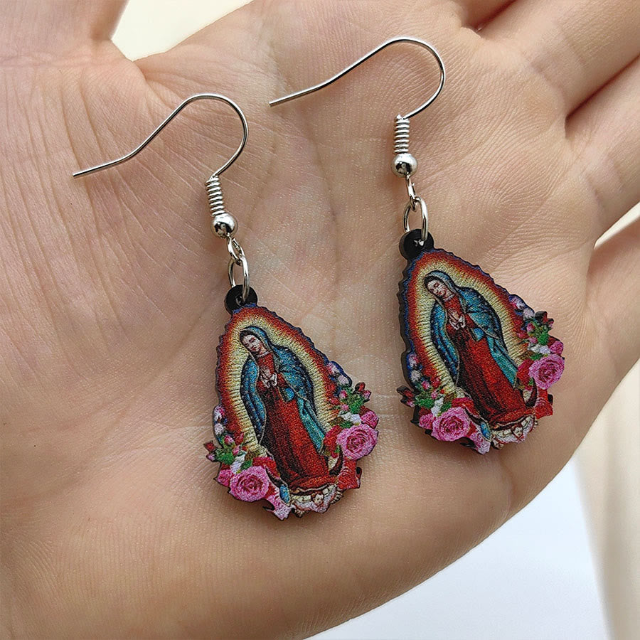 Aretes Coloridos de la Virgen de Guadalupe