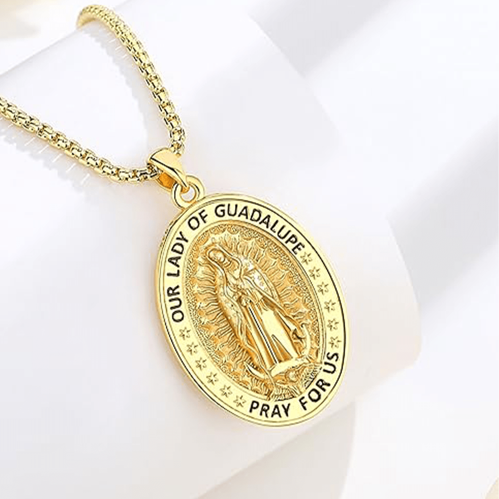 Collar Religioso con Dije de la Virgen María en Acero Inoxidable