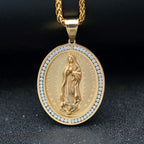 Collar Religioso con Dije de la Virgen María en Acero Inoxidable