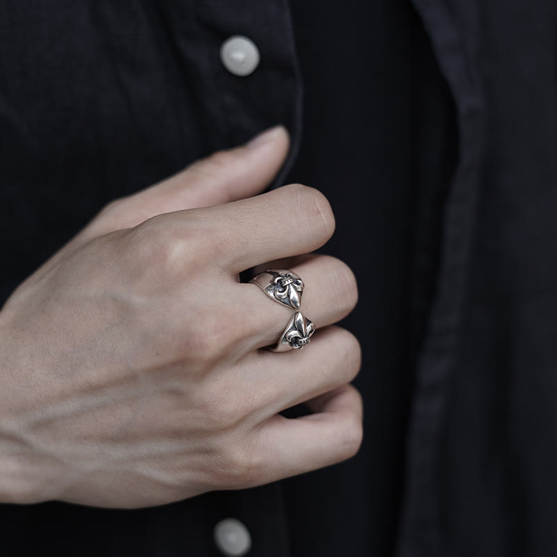 Anillo Medieval Retro de Cruz e Iris