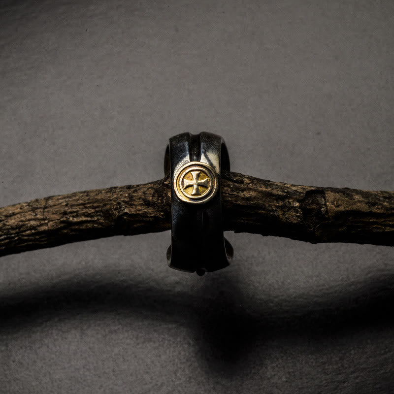 Anillo Medieval Retro de Cruz e Iris
