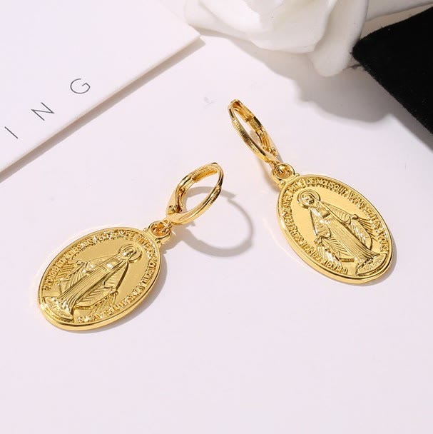 Aretes Religiosos de Medalla Milagrosa de la Virgen VIP
