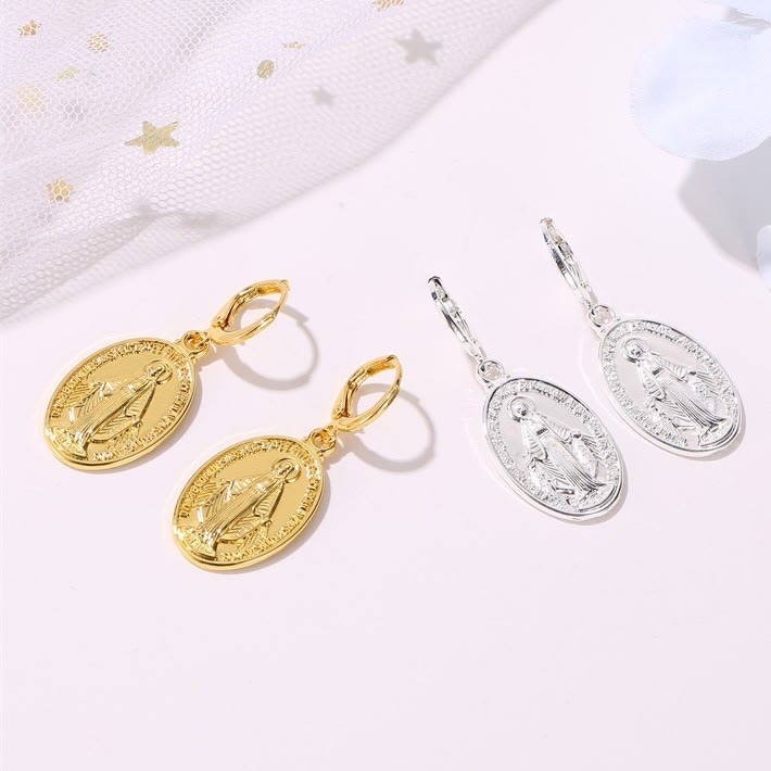 Aretes Religiosos de Medalla Milagrosa de la Virgen VIP