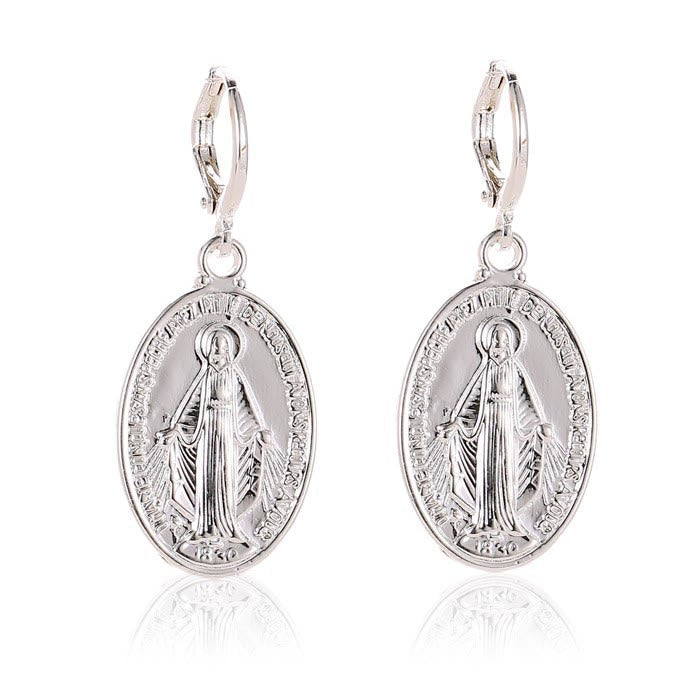 Aretes Religiosos de Medalla Milagrosa de la Virgen VIP