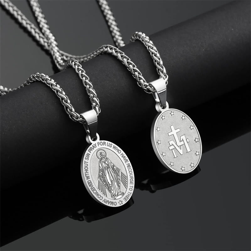 Collar Religioso con Dije de la Virgen Milagrosa