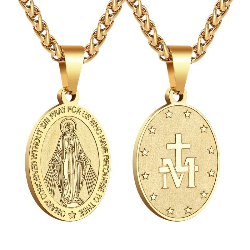 Collar Religioso con Dije de la Virgen Milagrosa