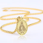 Collar Religioso con Dije de la Virgen Milagrosa