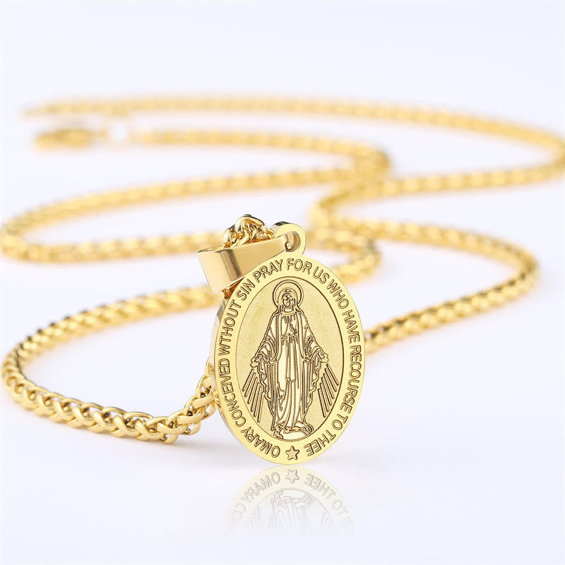 Collar Religioso con Dije de la Virgen Milagrosa