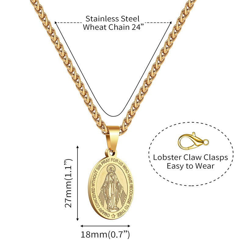 Collar Religioso con Dije de la Virgen Milagrosa