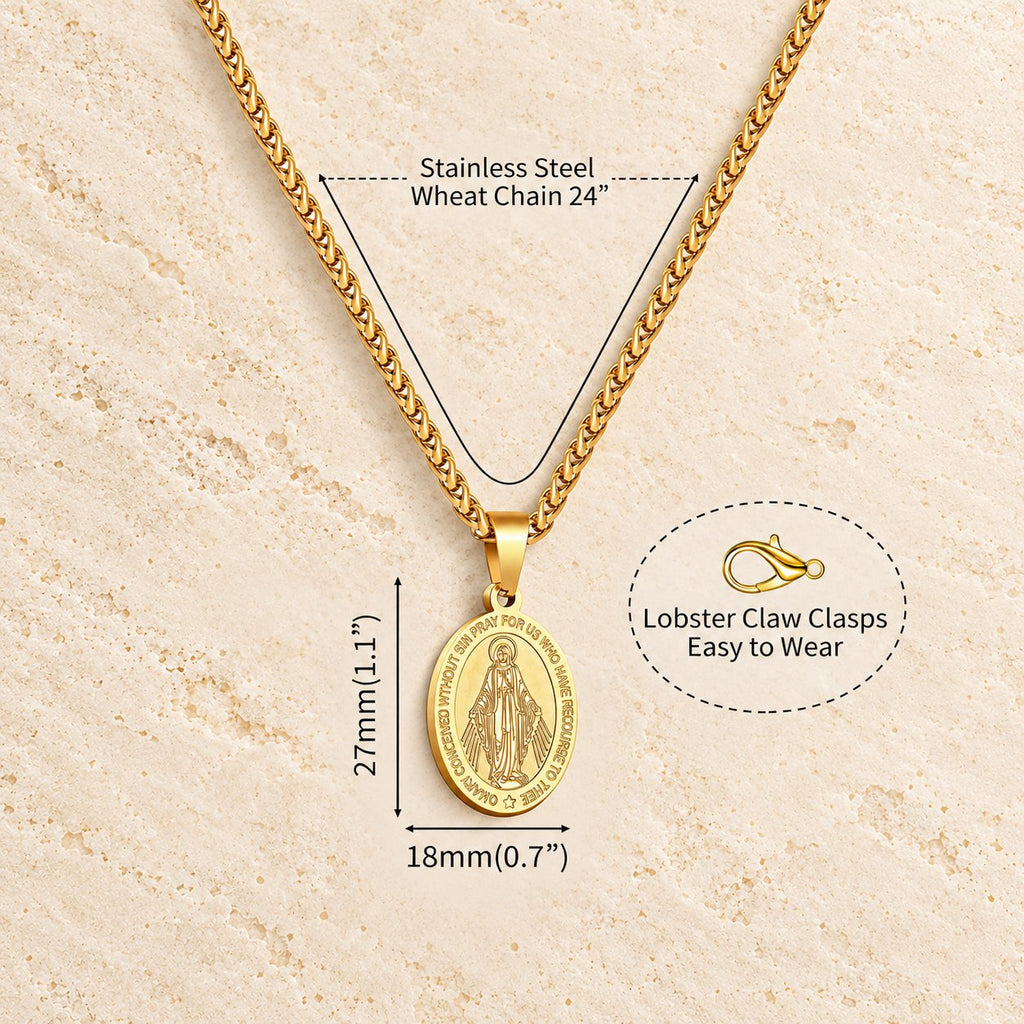 Miraculous Mary Pendant Religion Necklace