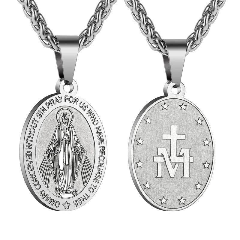 Collar Religioso con Dije de la Virgen Milagrosa
