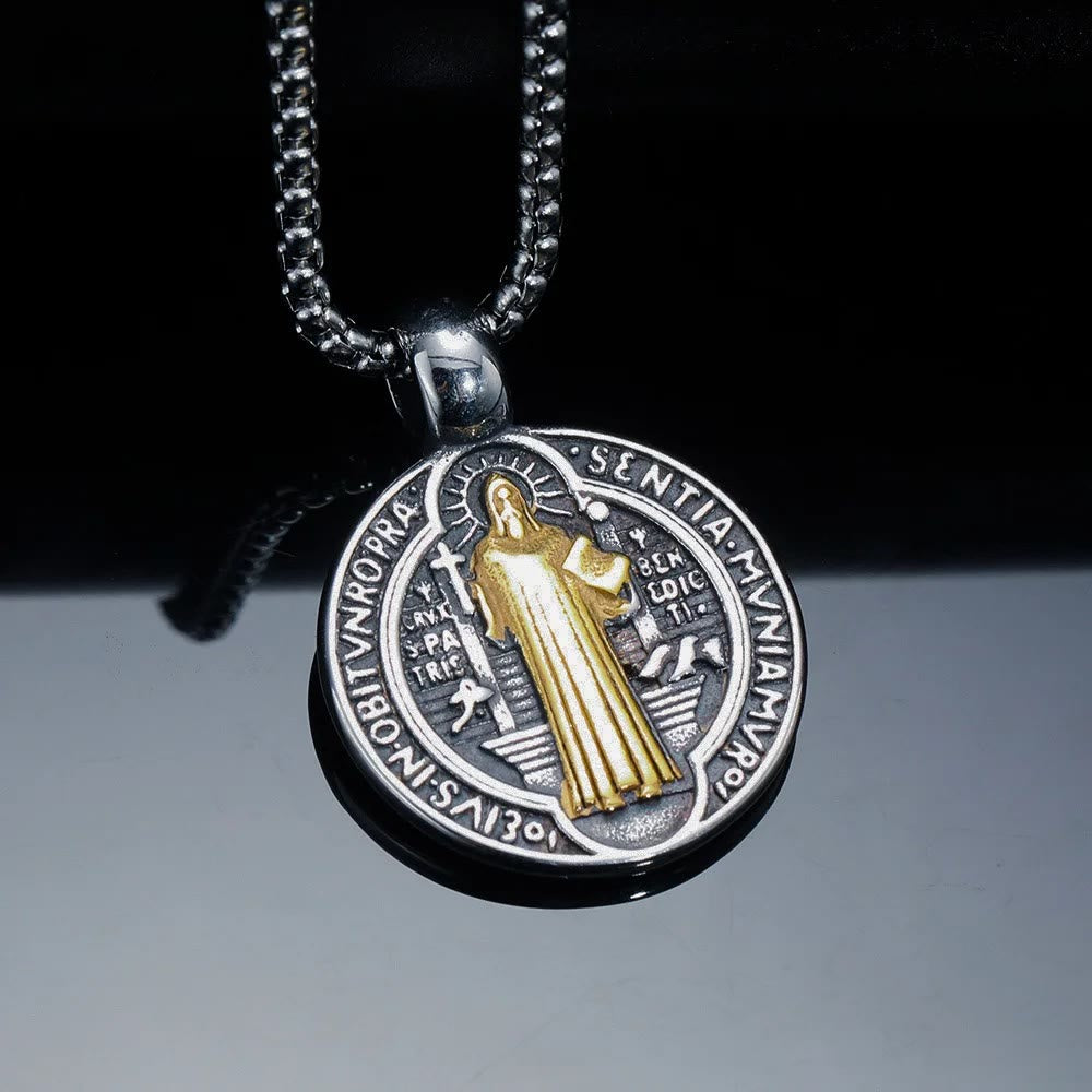 Collar con Símbolo de San Benito con Patrón a Doble Cara