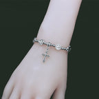 Pulsera Temática de San Benito con Dije de Cruz de Metal