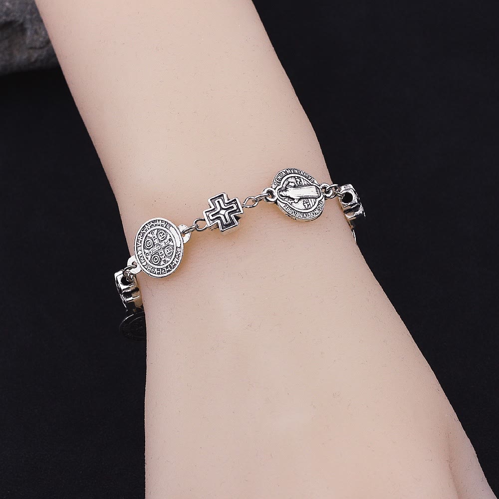 Pulsera de Protección con Medalla y Cruz de San Benito