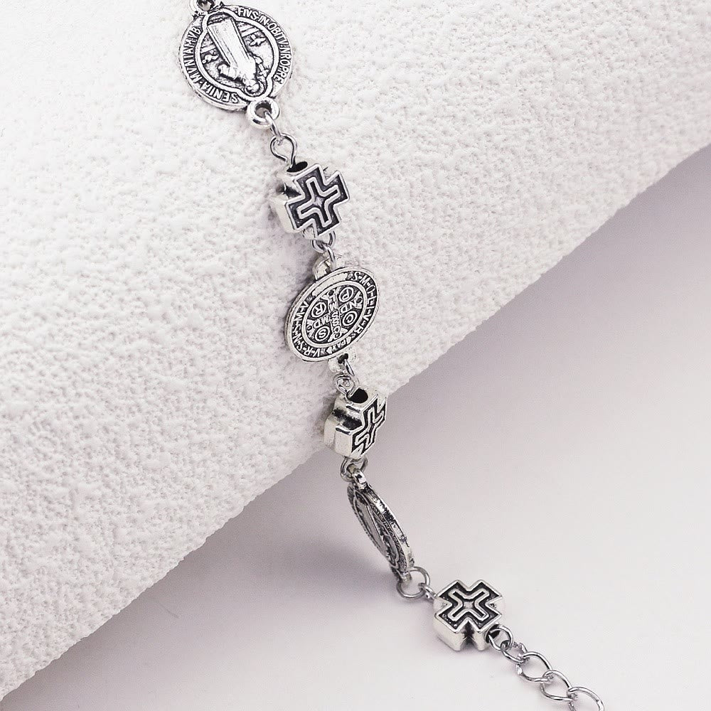 Pulsera de Protección con Medalla y Cruz de San Benito