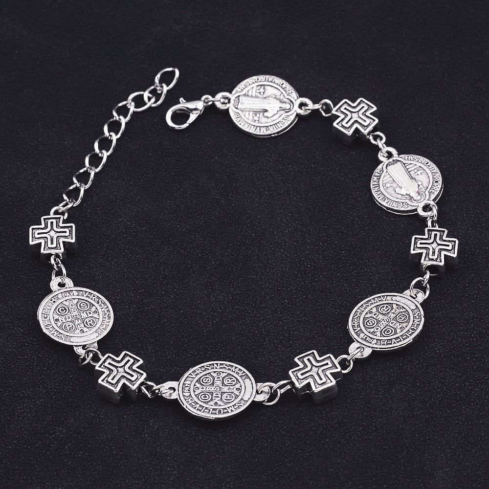 Pulsera de Protección con Medalla y Cruz de San Benito
