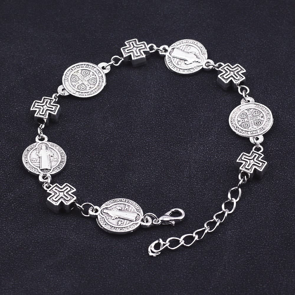 Pulsera de Protección con Medalla y Cruz de San Benito