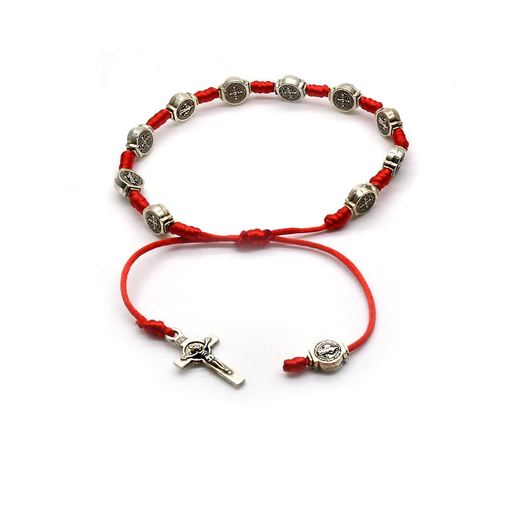 Pulsera Amuleto de Hilo Rojo Anudado con San Benito