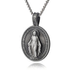 Collar con Dije de Medallón de la Virgen María Milagrosa