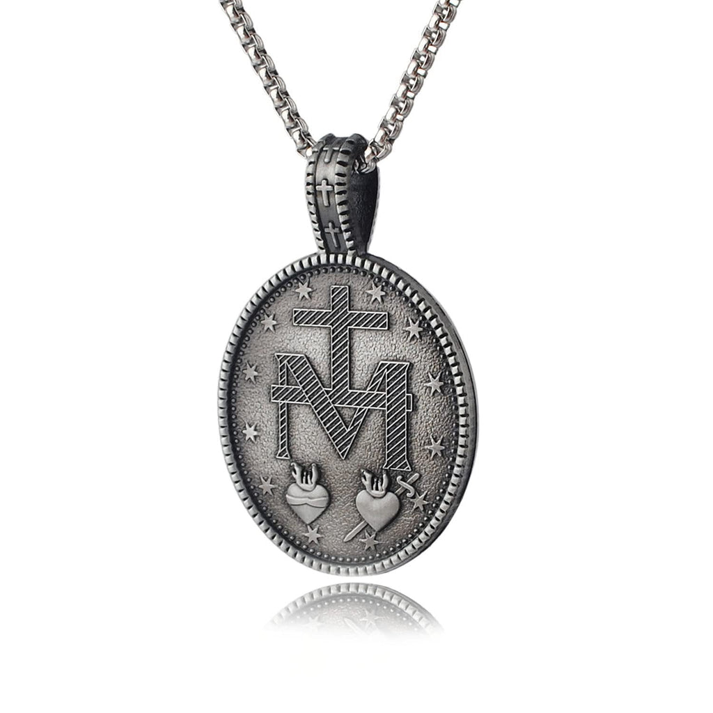 Collar con Dije de Medallón de la Virgen María Milagrosa