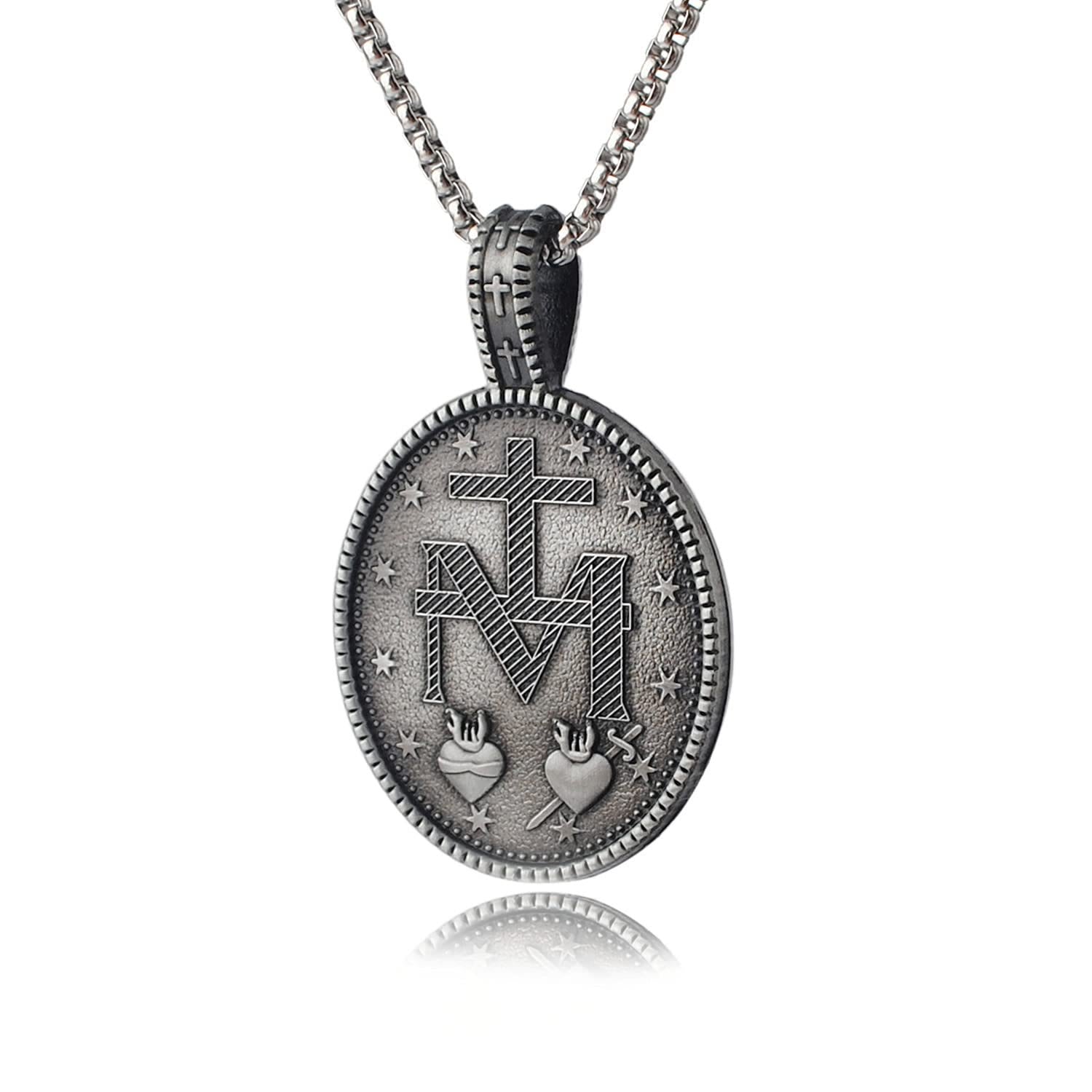 Collar con Dije de Medallón de la Virgen María Milagrosa