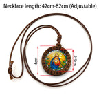 Collar con Dije de Madera y Gema del Sagrado Corazón de Jesús