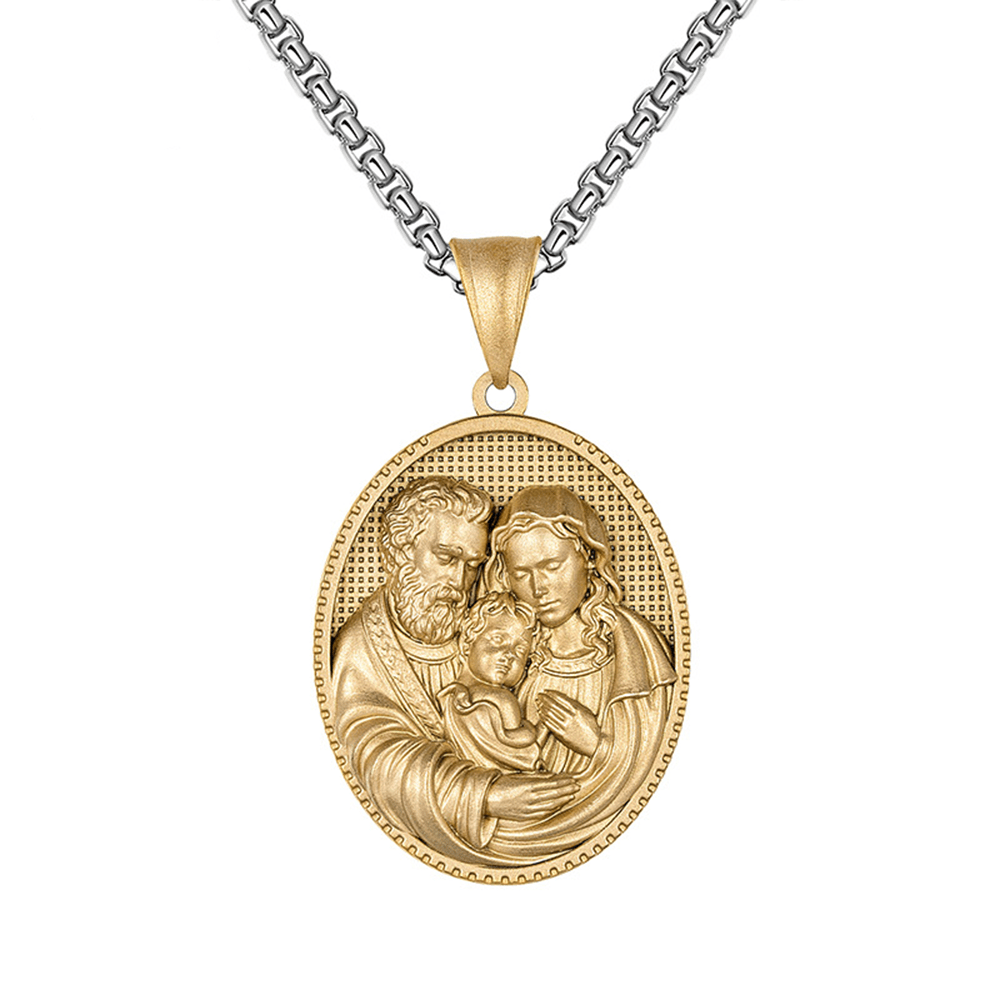 Collar con Medalla de la Sagrada Familia: José, María y Jesús