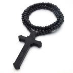Collar de Madera con Cruz de Jesús