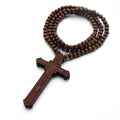 Collar de Madera con Cruz de Jesús