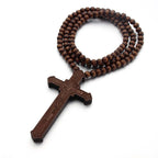 Collar de Madera con Cruz de Jesús