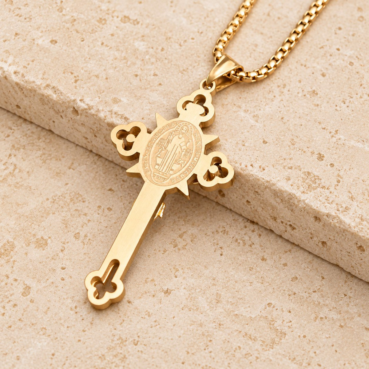 St. Benedict Symbol Crucifix Necklace