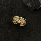 Anillo Dorado con Patrón Ojo de Dios Estilo Retro Robusto