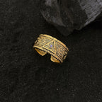 Anillo Dorado con Patrón Ojo de Dios Estilo Retro Robusto
